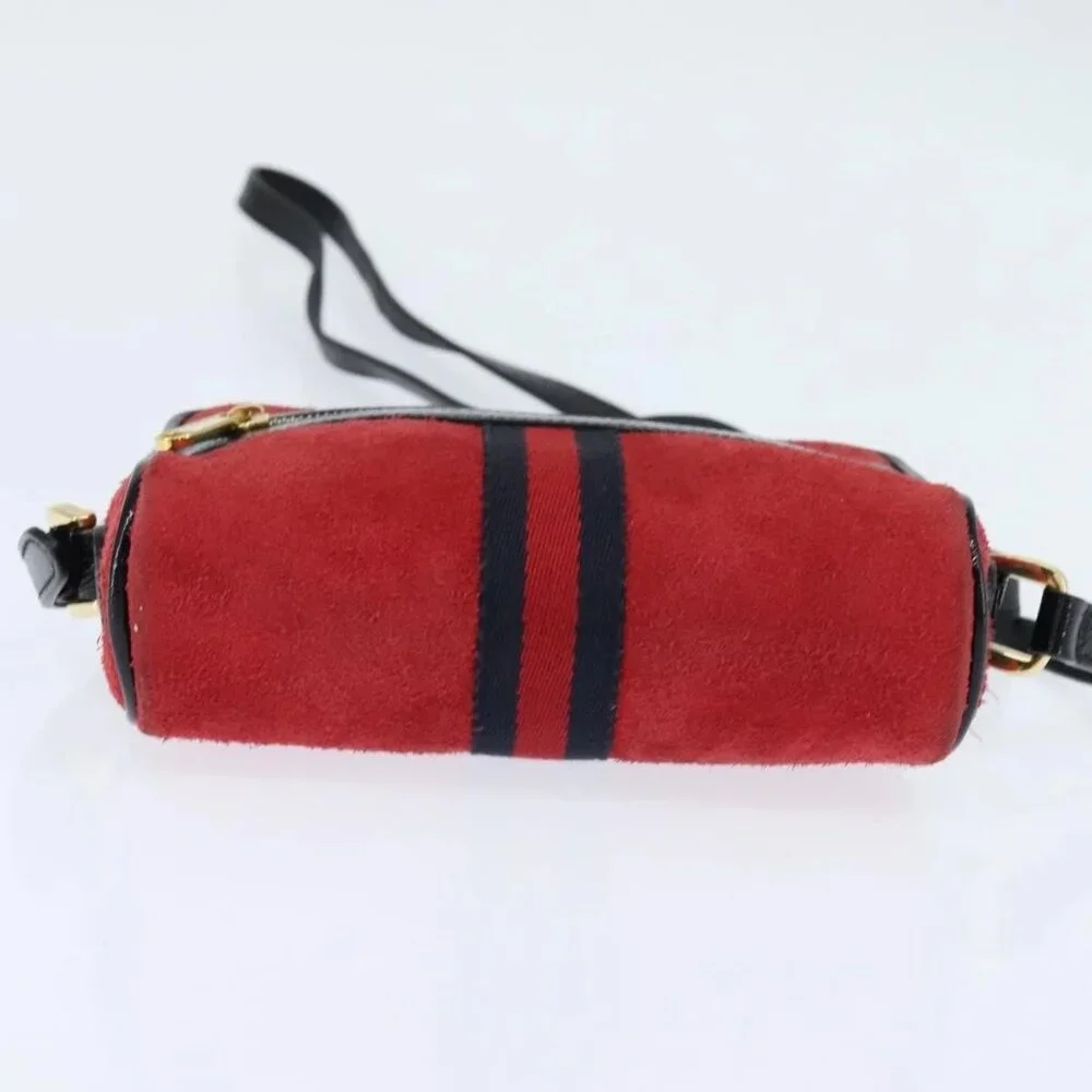 GUCCI Sherry Line Shoulder Bag Suede Patent Red Gold black 527350 Auth bs30609 - Picture 10 of 16